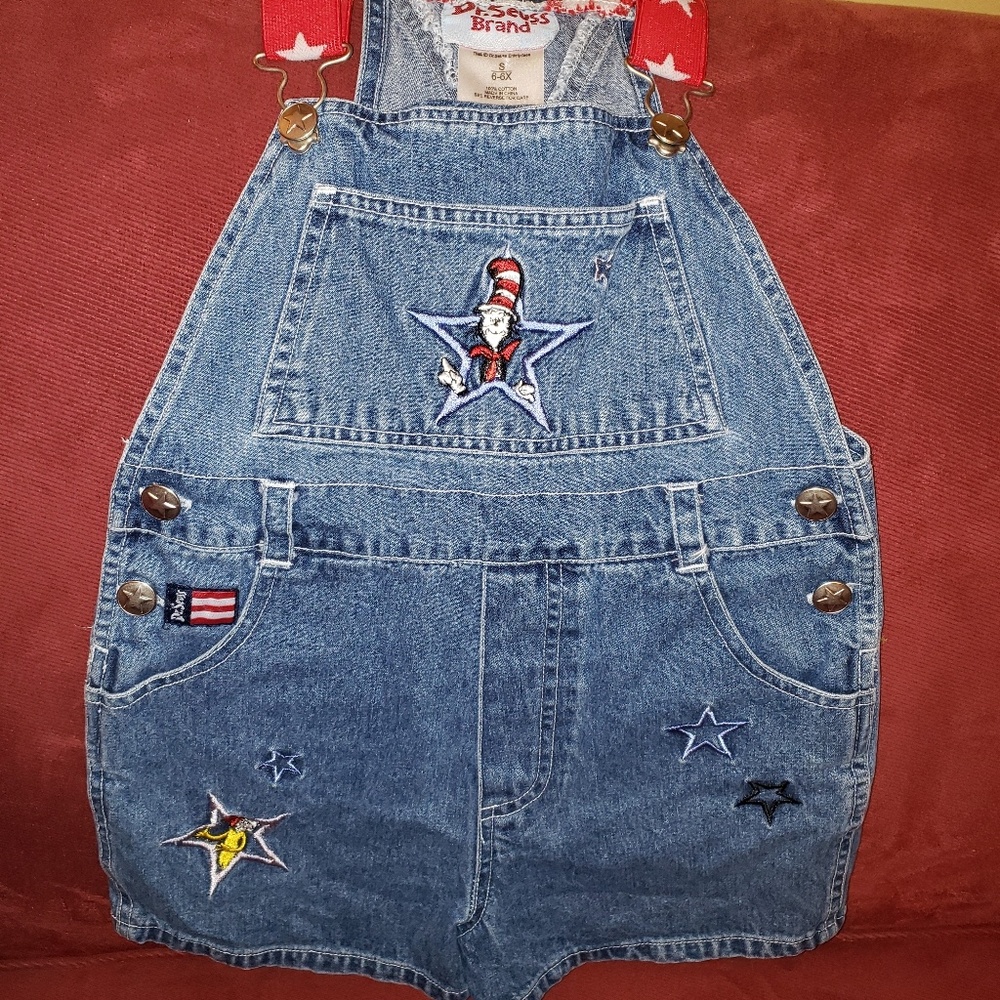 Dr. Suess Overall Shorts Girls sz 6/6x